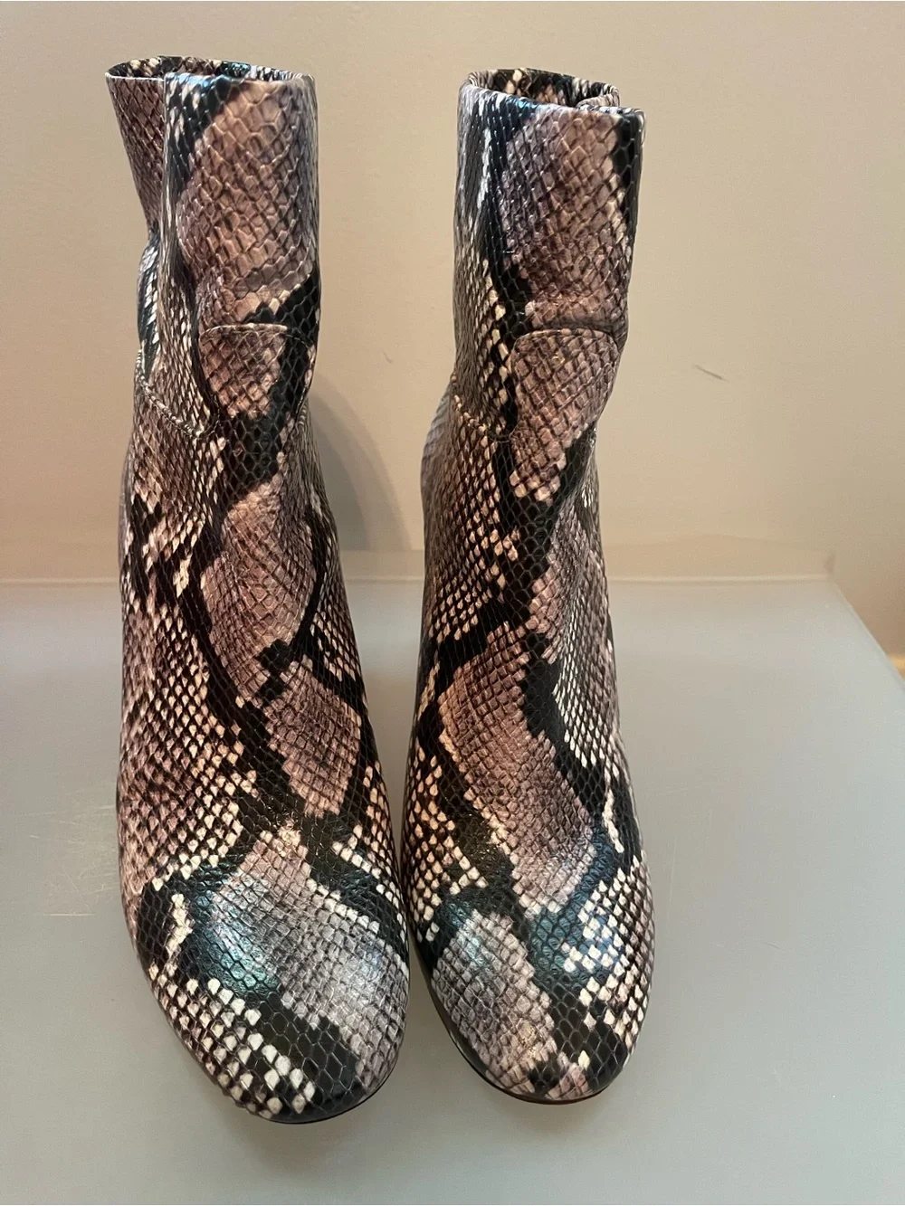 Tory Burch Snake-Print Leather Ankle Boots Booties 8.5 M